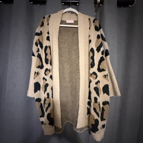 Leopard Print Open Front Sweater - Picture 1 of 2